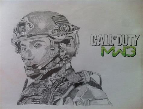 Call Of Duty Soldier Drawing By Gordon Macmillan Pixels