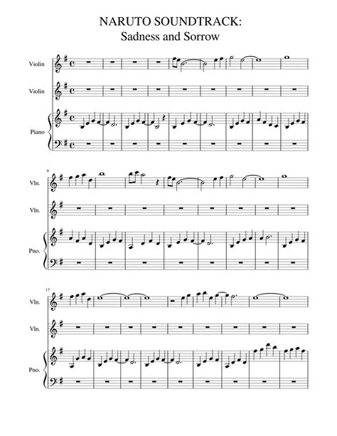 Naruto Soundtrack Sadness And Sorrow Sheet Music For Piano Violin