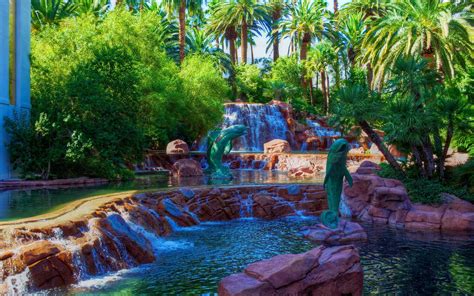 Las Vegas Palm Trees Waterfall Park Usa 1242x2688 Iphone 11 Proxs