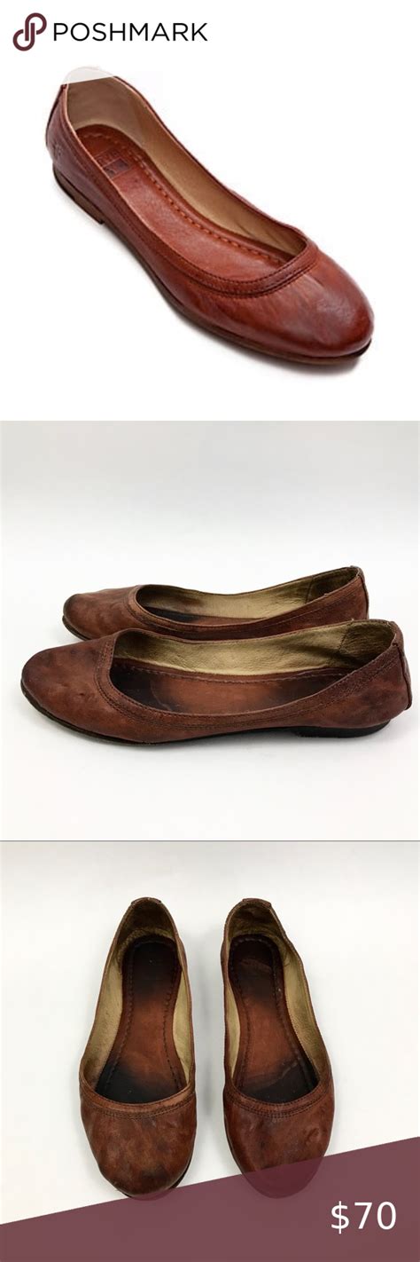Frye 85 Carson Ballet Flats Cognac Brown Leather Leather Slip On