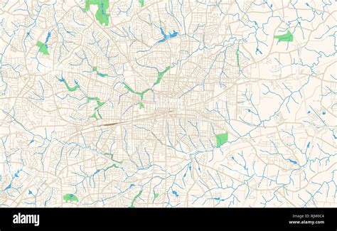 Greensboro North Carolina Printable Map Excerpt This Vector Streetmap