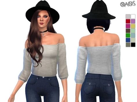 Oranostrs Off Shoulder Cropped Top Sims 4 Clothing Sims 4 Off