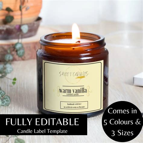Candle Label Design Product Label For Etsy Sellers Instant Etsy