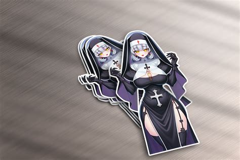 Kawaii Nun Anime Waifu 8 Pack Holographic Aesthetic Stickers Etsy