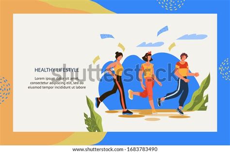 healthy lifestyle banner template people running stock vector royalty free 1683783490