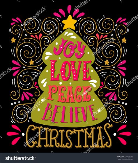Joy Love Peace Believe Quote Merry Stock Vector 331498640 Shutterstock
