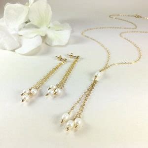 Dainty Lariat Necklace Delicate Y Necklace Gold Pearl Lariat Etsy