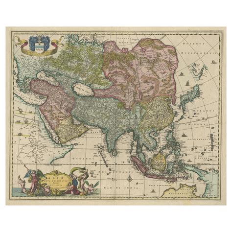 Old Antique Map Of The East Indies And Southeast Asia Ca1644 For Sale