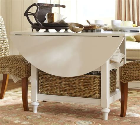 Find everything from a wood drop leaf kitchen table that doubles as a craft station to wall mounted fold out desks that take up zero floor space to drop leaf tables with folding chairs stored. Shayne Drop-Leaf Kitchen Table, White | Pottery Barn