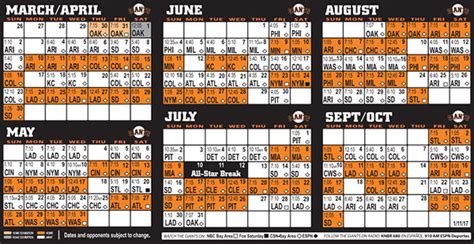 09:00 monday, august 21 vs vietnam @ maba stadium. Printable Schedule | SFGiants.com: Schedule