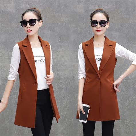 Women Long Vest Coat Summer Autumn Waistcoat Sleeveless Jacket Asian Plus Size Outwear Casual