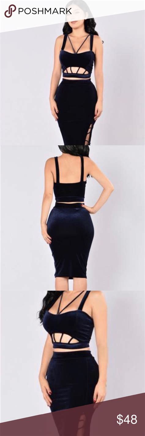 Navy Blue Velvet Fashion Nova Two Piece Set Blue Velvet Fashion Fashion Nova Two Piece Set