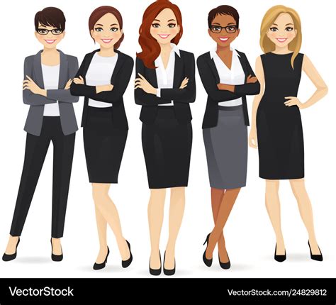 Business Woman Team Set Royalty Free Vector Image