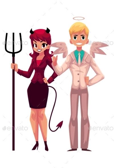 Male Angel And Female Devil Characters By Sabelskaya Graphicriver