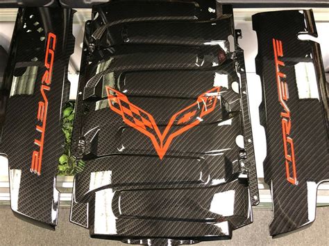 C7 Corvette Engine Valve Cover 3 Pc Set Hydro Dipped Carbon Fiber