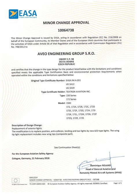 Aveo Engineering Group Achieves Easa Minor Change Approval For Cessna