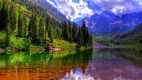 Hd Wallpaper Body Of Water And Mountain Colorado Maroon Bells