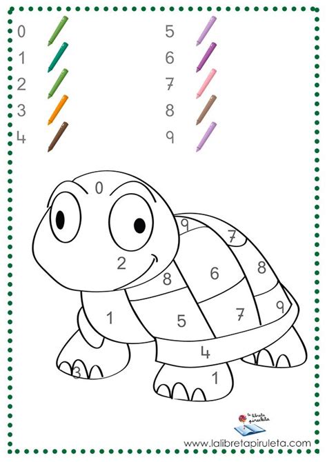 A Coloring Page With An Image Of A Turtle And Numbers On The Bottom