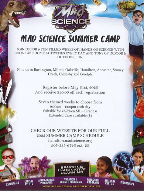 Mad Science Summer Camp 2023 Sir William Osler Elementary School