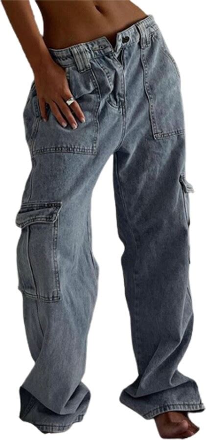 Baabji Womens High Waist Baggy Jeans Flap Pocket Relaxed Fit Straight