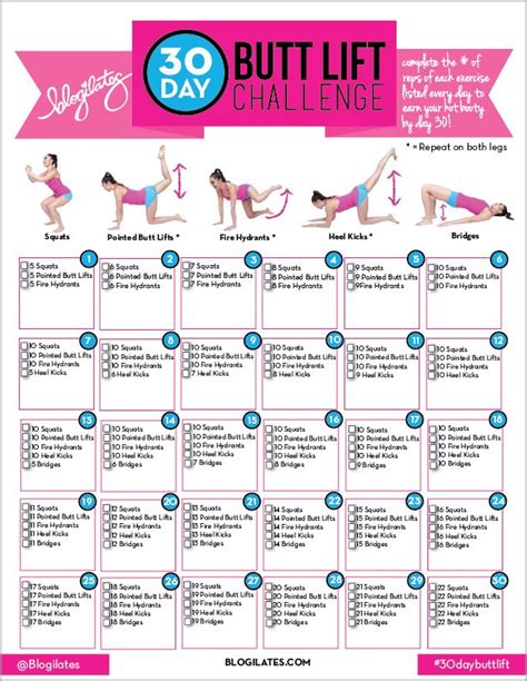 30 Day Butt Lift Challenge Blogilates Fitness Food And Lots Of