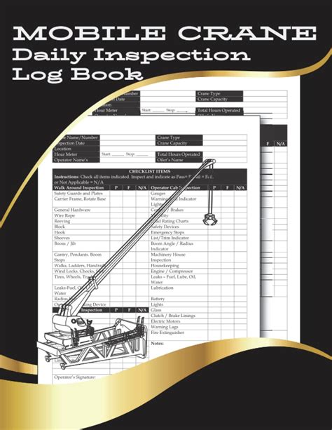 Buy Mobile Crane Daily Inspection Checklist Log Book Crane Operator
