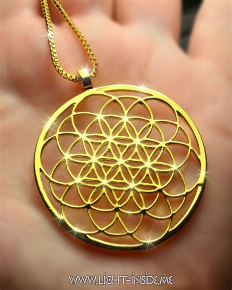 Flower Of Life With Seed Of Life Sacred Geometry Pendant Necklace Silv