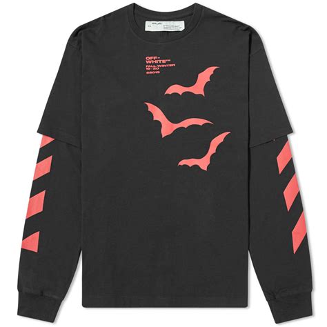 Off White Long Sleeve Diagonal Bats Layered Tee Off White