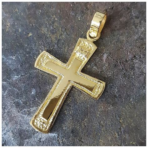 K Solid Gold Cross Pendant Crucifix Men S Cross By Etsy