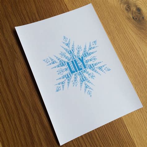 Frozen Snowflake Name It Print Frozen Snowflake Typographic Print Print