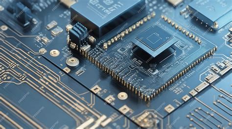 Primer Plano De La Placa De Circuito Electrónico Con Cpu Microchip