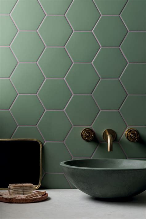 Oska Jungle Green Matt Porcelain Hexagon Tile Shop Online
