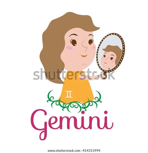 Gemini Cartoon Character Sign Zodiac Horoscope Stock Vector Royalty