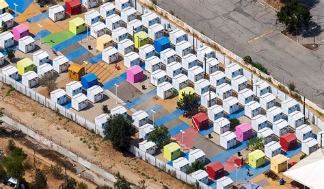 Los Angeles Tiny Home Villages Housing The Homeless West Coast Aerial Photography Inc