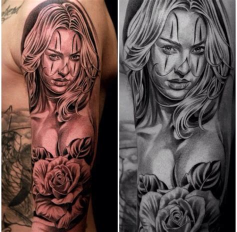 Beautiful Girl Clown With Roses Tattoo Tattoomagz › Tattoo Designs