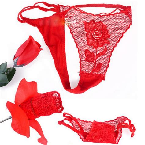 Bk Valentine Rose Thongs T For Wife Sexy Red Flower Lace T Back G Strings Briefs Tangas Mujer