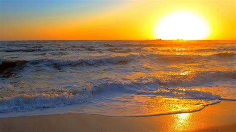Beach Ocean Waves Nature Sunset Coast Landscape Coolwallpapersme