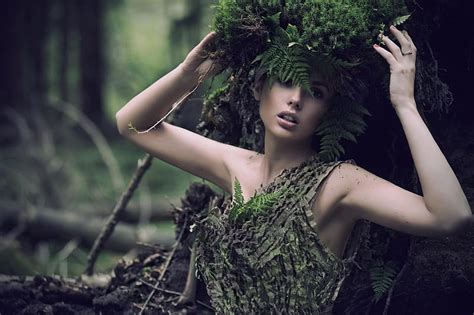 Nymph Forest Fantasy Green Girl Model Creative Woman Hd