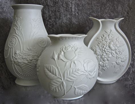 Kaiser Porcelain Matte White Vase Trio 3 Circa 1970 From
