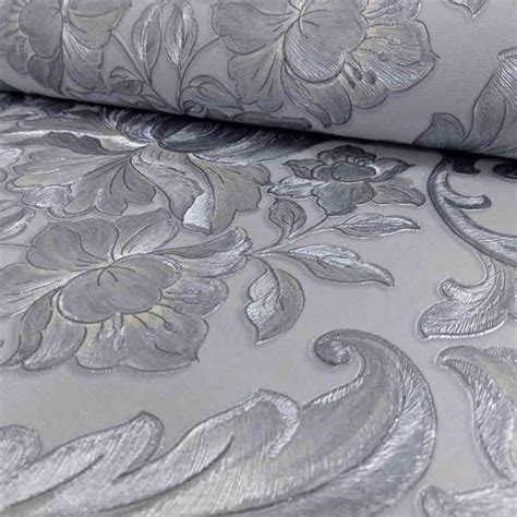 Luxury Metallic Damask Silver Wallpaper Muriva Decorating Centre Online