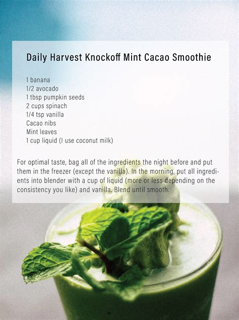 Check spelling or type a new query. Daily Harvest Copycat Mint Cacao Smoothie Recipe | Daily ...