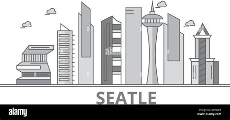 United States Seattle City City Skyline Isolated Vector Illustration