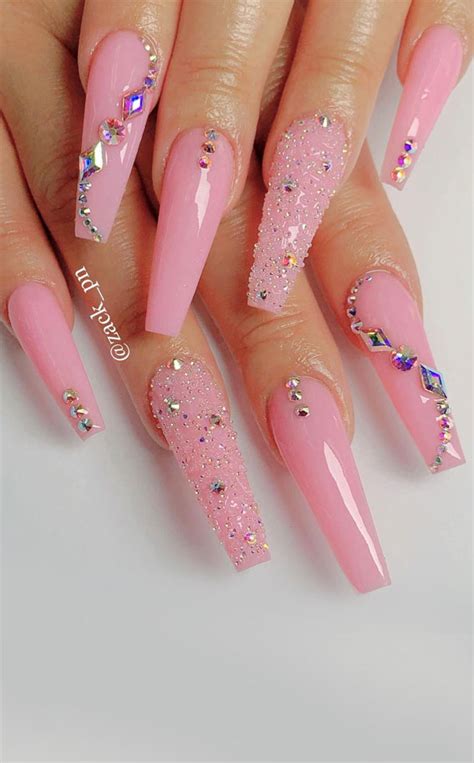 The Best 18 Light Pink Coffin Nails With Glitter Bmp Online
