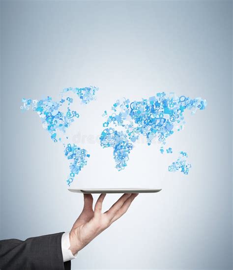 Tablet With World Map Stock Photo Image Of Hand Icon 49014620