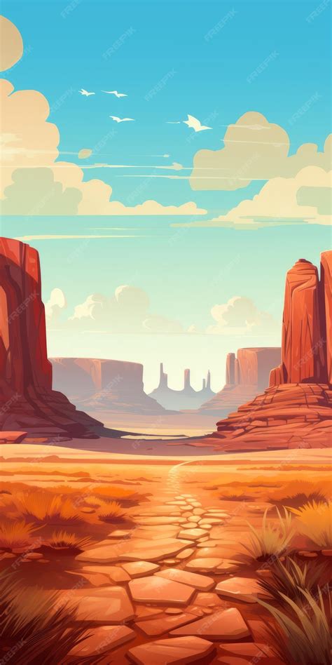 Premium Ai Image Wild West Landscape Illustration Painterly Cartoon