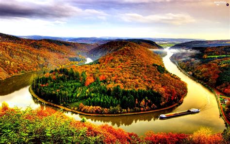 Meander Autumn Viewes River Trees Beautiful Views Wallpapers