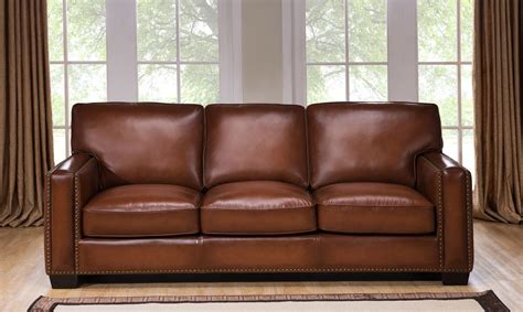 Arcata leather sofa, quick ship your price. Harley 100% Full Leather Brown Sofa Set - USA Furniture Online