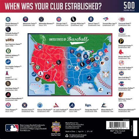 Mlb 500 Piece Baseball Map Puzzle Official Mlb