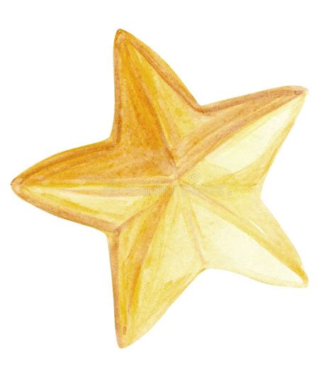 Watercolor Yellow Star Isolated On White Background Stock Image Image