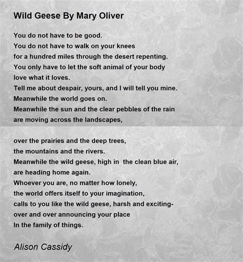 Wild Geese By Mary Oliver Wild Geese By Mary Oliver Poem By Alison